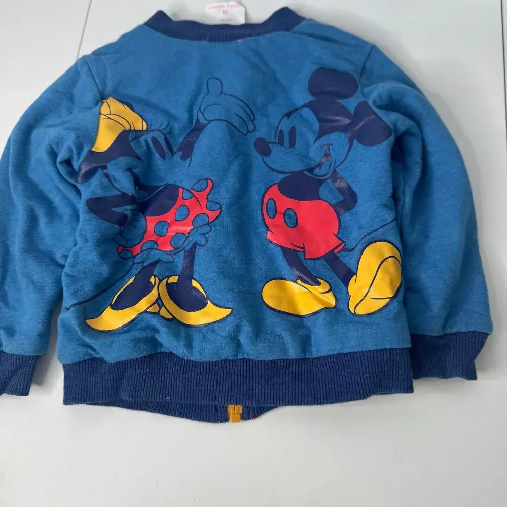Vintage Mickey & Minnie Mouse Reversible Zip Up Sweatshirt Toddler 2T
